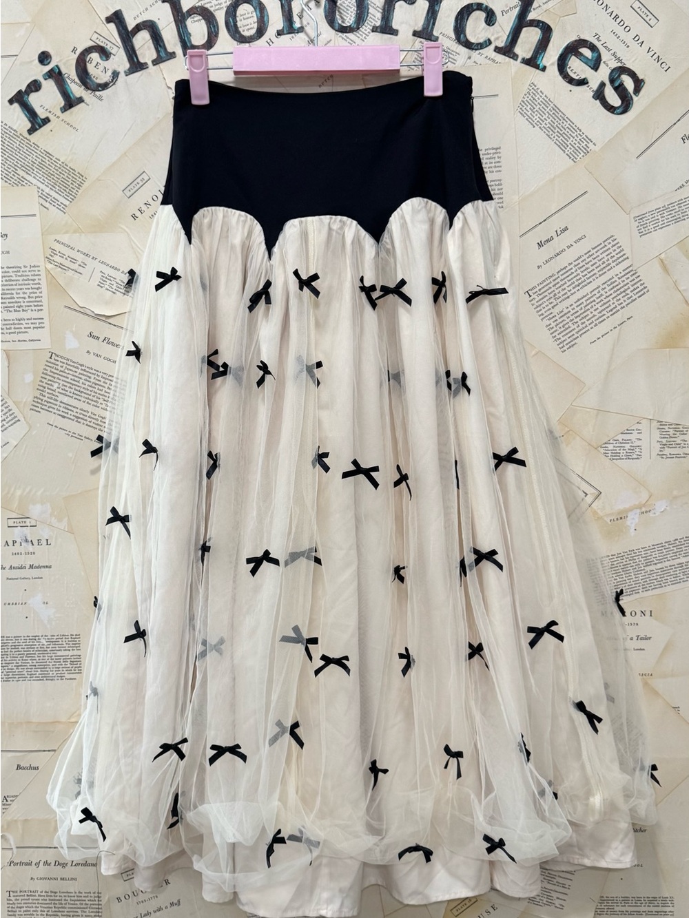Anthropologie Fully Dressed Monika Bow Midi Maxi Skirt Zip Tulle Ivory - Picture 6 of 7